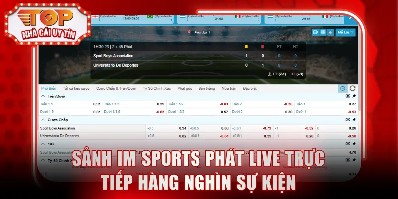 Sảnh IM Sports phát live trực tiếp hàng nghìn sự kiện